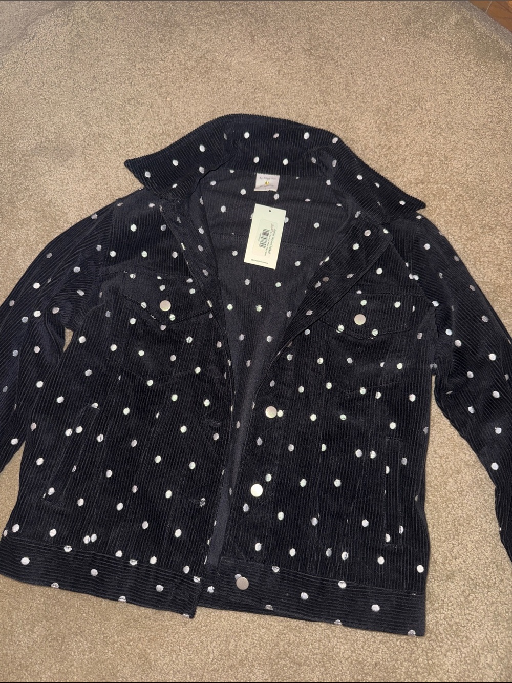 By Together Black Polka Dot Corduroy Jacket